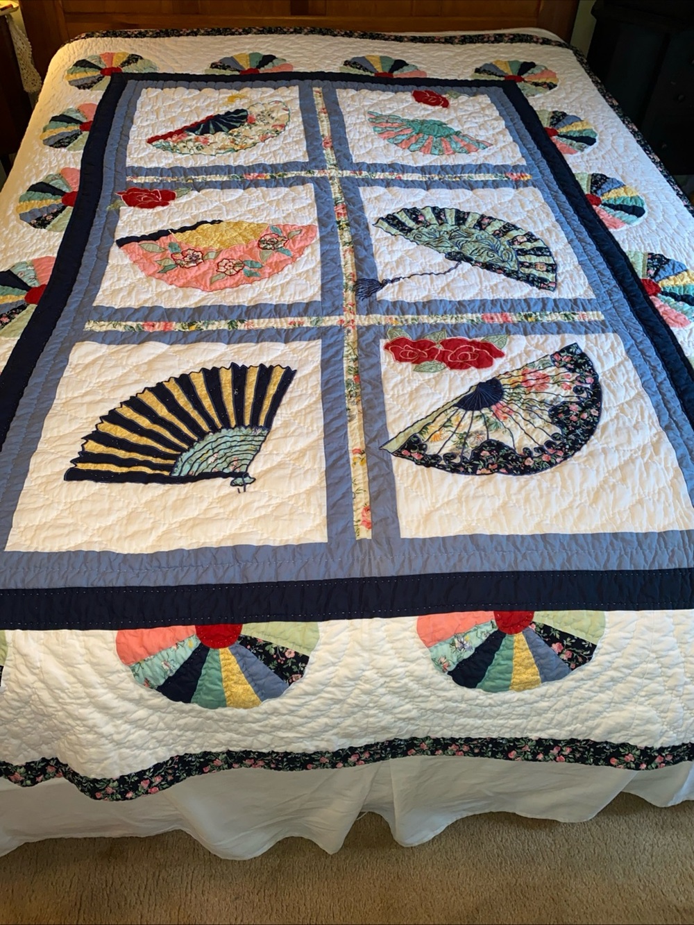 AMERICAN PACIFIC 68” X83” Grandmothers Fan Limited Edition 108 Of 2250 Quilt -B9